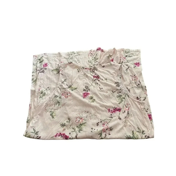 Miss Elaine Women's Cream Sleeveless Crew Neck Floral Top Size Large - Picture 3 of 5